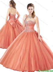 Popular Rust Red Quinceanera Dresses with Beading and Bowknot
