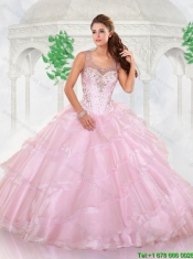 Popular Scoop Beading Quinceanera Dresses with Zipper Up