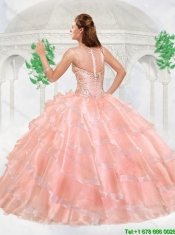 Popular Scoop Beading Quinceanera Dresses with Zipper Up