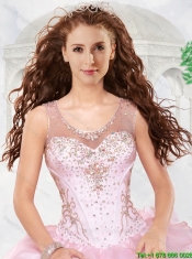 Popular Scoop Beading Quinceanera Dresses with Zipper Up