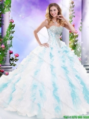 Popular Sweetheart Brush Train Sweet 16 Gowns in Multi Color