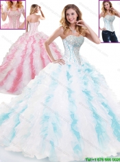 Popular Sweetheart Brush Train Sweet 16 Gowns in Multi Color