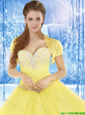Popular Yellow Sweetheart Quinceanera Dresses with Beading