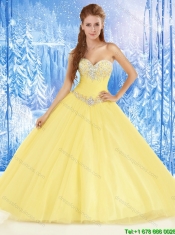 Popular Yellow Sweetheart Quinceanera Dresses with Beading