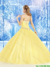 Popular Yellow Sweetheart Quinceanera Dresses with Beading