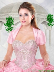 Pretty Ball Gown Sweetheart Beading Rose PinkQuinceanera Dresses for 2016 Spring