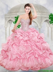 Pretty Ball Gown Sweetheart Beading Rose PinkQuinceanera Dresses for 2016 Spring