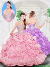Pretty Ball Gown Sweetheart Beading Rose PinkQuinceanera Dresses for 2016 Spring