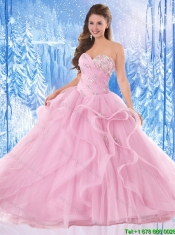 Pretty Sweetheart Pink Quinceanera Dresses with Beading
