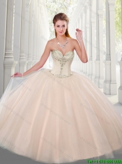 Simple Ball Gown Sweetheart Quinceanera Gowns with Beading