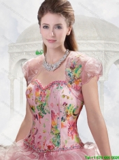 Unique 2016 Beading Apple Green Sweet 16 Dresses with Print