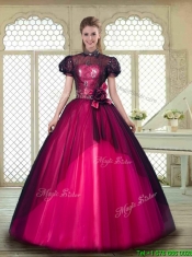Beautiful High Neck Quinceanera Dresses with Short Sleeves
