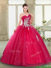 Beautiful One Shoulder Quinceanera Gowns with Beading