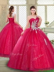 Beautiful One Shoulder Quinceanera Gowns with Beading