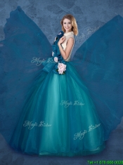 Cheap Hand Made Flowers Sweet 16 Dresses with High Neck