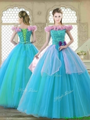 Classical Off the Shoulder Quinceanera Gowns with Ruffles and Bowknot