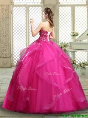 Classical Strapless Fuchsia Sweet 16 Dresses with Appliques