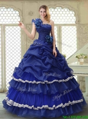 Elegant 2016 Ruffled Layers One Shoulder Quinceanera Dresses