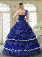 Elegant 2016 Ruffled Layers One Shoulder Quinceanera Dresses