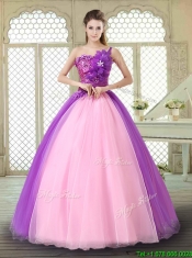 Elegant Hand Made Flowers Sweetheart Quinceanera Dresses in Multi Color