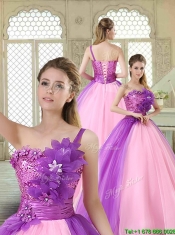 Elegant Hand Made Flowers Sweetheart Quinceanera Dresses in Multi Color