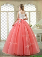 Elegant Watermelon Quinceanera Dresses with Hand Made Flowers