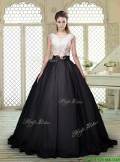 Exquisite Brush Train Quinceanera Dresses with Feather and Bowknot