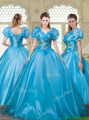 Gorgeous Appliques and Beading Sweet 16 Dresses with V Neck