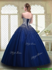 Gorgeous Ball Gown Strapless Quinceanera Gowns in Navy Blue
