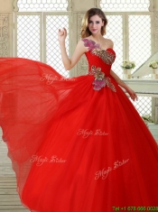 Hot Sale Appliques and Beading Sweet 16 Dresses with One Shoulder