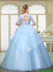 Hot Sale Half Sleeves Scoop Quinceanera Dresses with Lace