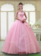 Lovely Rose Pink Quinceanera Dresses with One Shoulder