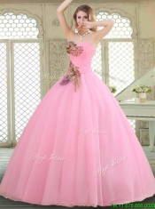 New Style Rose Pink Quinceanera Gowns with Beading and Appliques