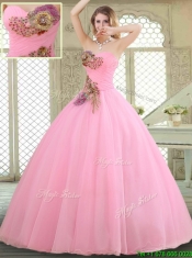New Style Rose Pink Quinceanera Gowns with Beading and Appliques