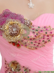 New Style Rose Pink Quinceanera Gowns with Beading and Appliques