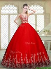 New Style Scoop Lace Up Quinceanera Gowns with Appliques