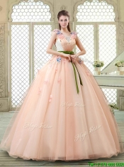 New Style Straps Quinceanera Dresses with Appliques and Belt