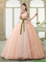 New Style Straps Quinceanera Dresses with Appliques and Belt