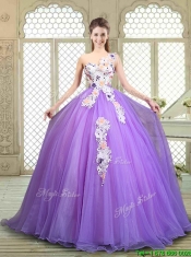 Popular Beading and Appliques Quinceanera Gowns with One Shoulder