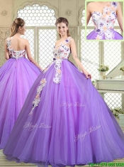 Popular Beading and Appliques Quinceanera Gowns with One Shoulder