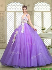 Popular Beading and Appliques Quinceanera Gowns with One Shoulder