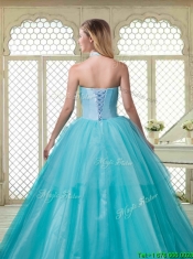 Popular Halter Top Quinceanera Dresses with Brush Train