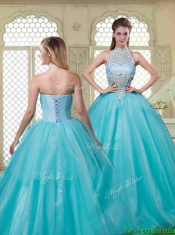 Popular Halter Top Quinceanera Dresses with Brush Train