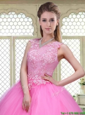 Popular Scoop Hand Made Flowers Sweet 16 Dresses with Brush Train
