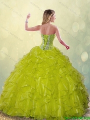 2016 Beautiful Beading and Ruffles Sweetheart Quinceanera Gowns