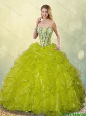 2016 Beautiful Beading and Ruffles Sweetheart Quinceanera Gowns