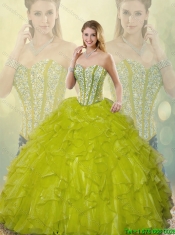 2016 Beautiful Beading and Ruffles Sweetheart Quinceanera Gowns