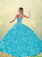 2016 Exquisite Aqua Blue Detachable Quinceanera Dresses with Beading