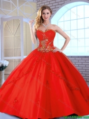 2016 Fall Cheap Appliques Sweetheart Quinceanera Gowns in Red