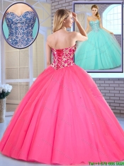 2016 Latest Beading Sweetheart Quinceanera Dresses in Hot Pink